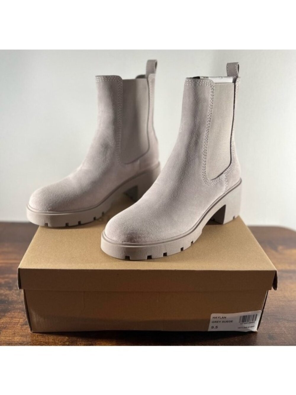 Listing for Steve Madden HAYLAN Grey Suede Boots (Size 9.5m AND 11m)